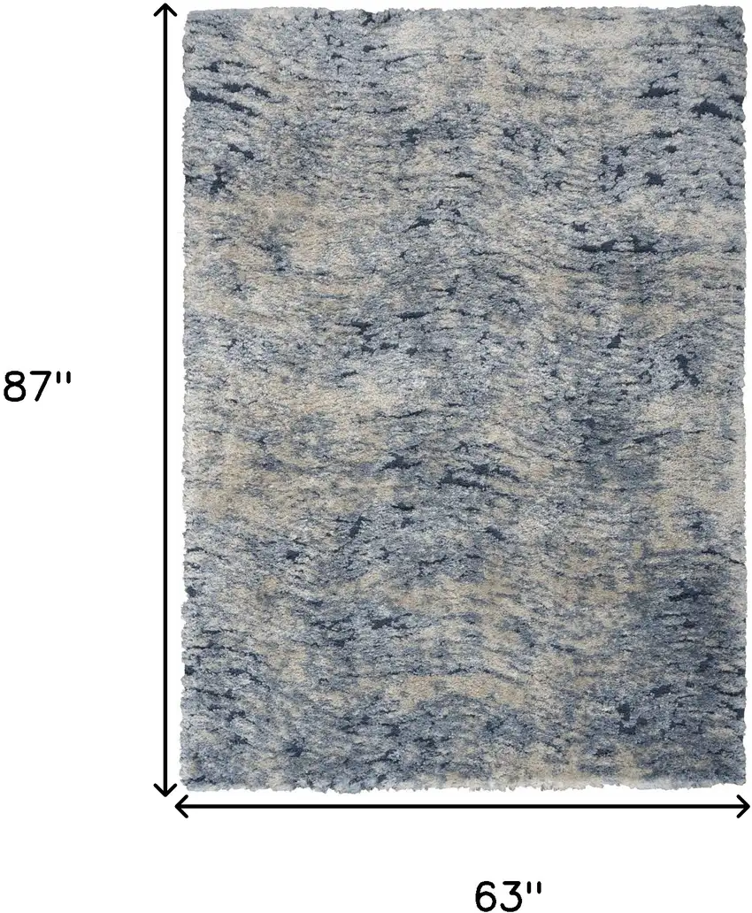 Sky Blue Abstract Shag Area Rug Photo 3