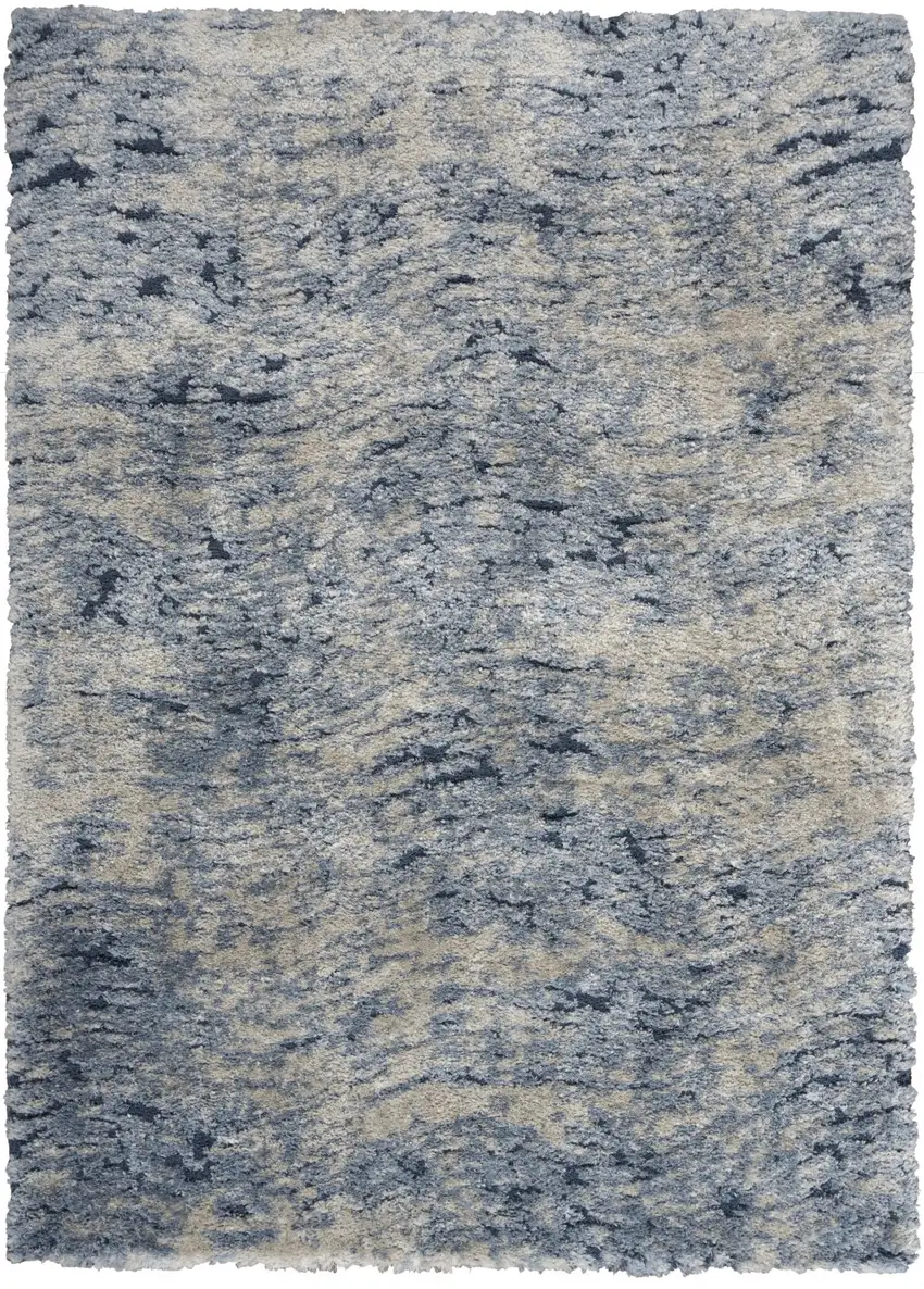Sky Blue Abstract Shag Area Rug Photo 4