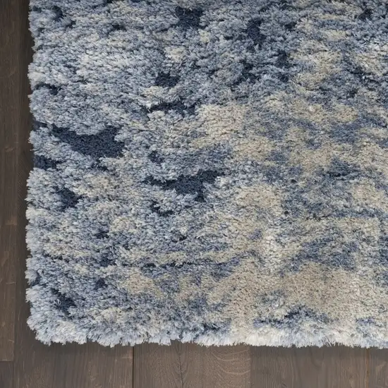 Sky Blue Abstract Shag Area Rug Photo 9