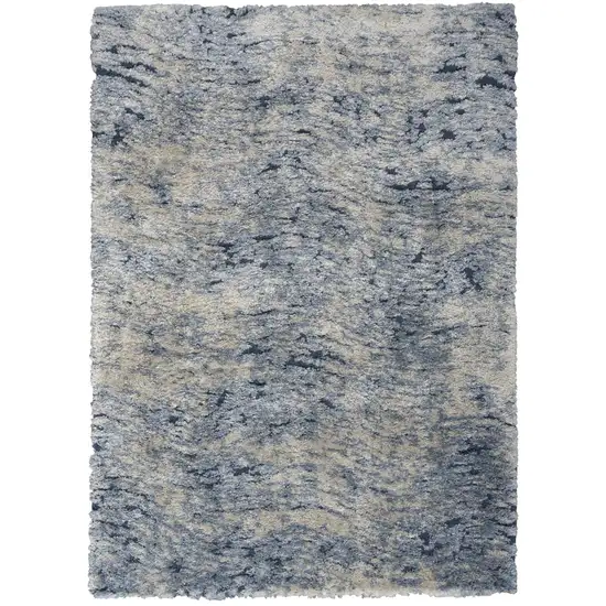 Sky Blue Abstract Shag Area Rug Photo 1