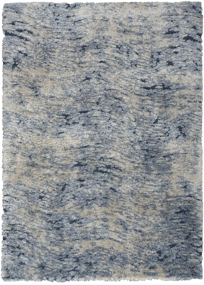 Sky Blue Abstract Shag Area Rug Photo 1