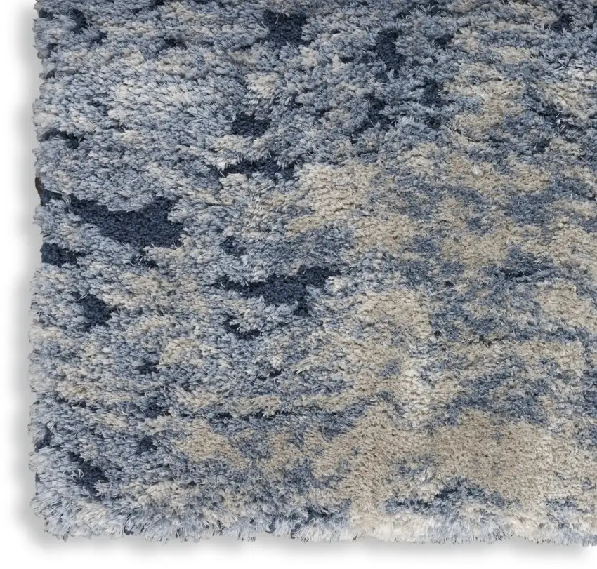 Sky Blue Abstract Shag Area Rug Photo 7