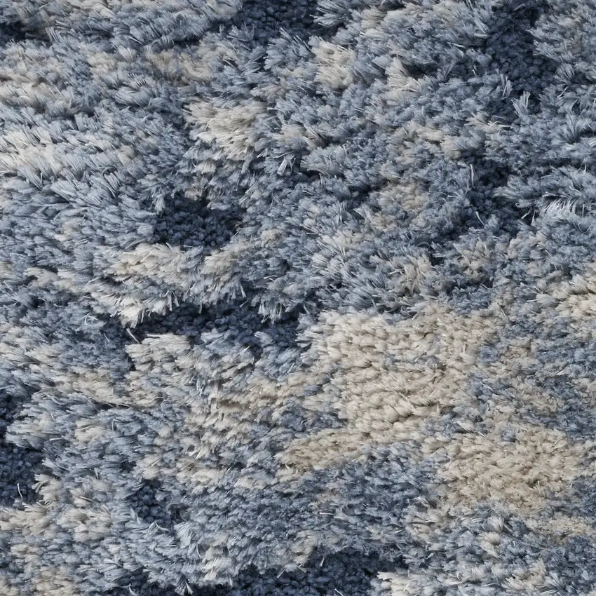 Sky Blue Abstract Shag Area Rug Photo 5