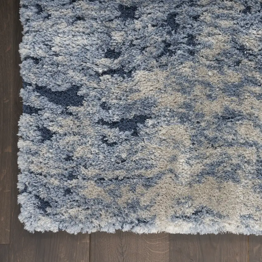 Sky Blue Abstract Shag Area Rug Photo 9