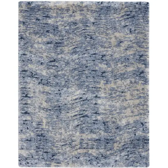 Sky Blue Abstract Shag Area Rug Photo 4