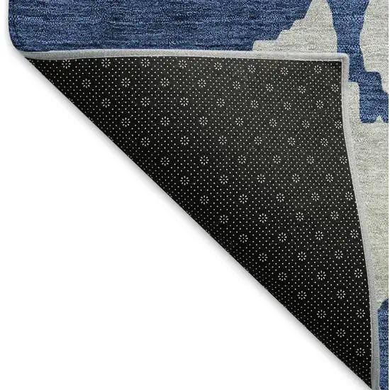 Sky Blue And Beige Abstract Washable Area Rug With UV Protection Photo 5