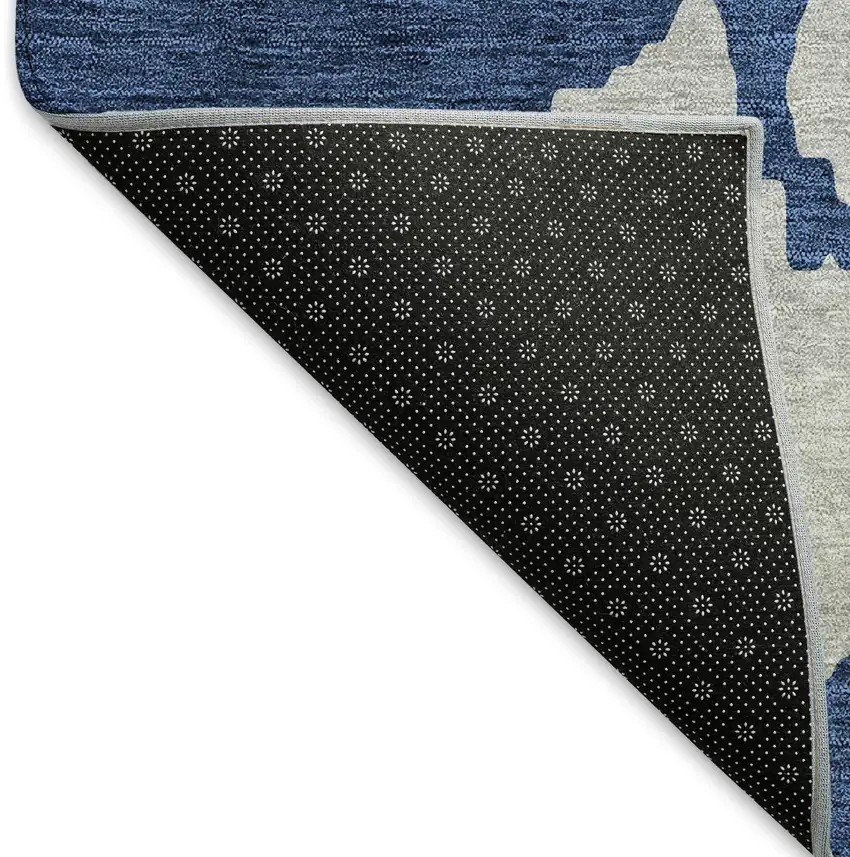 Sky Blue And Beige Abstract Washable Area Rug With UV Protection Photo 6