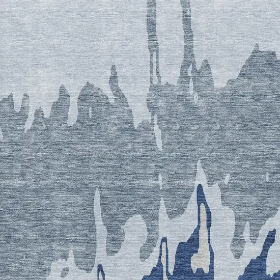 Sky Blue And Beige Abstract Washable Area Rug With UV Protection Photo 2