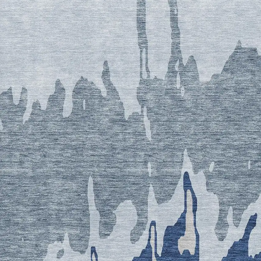 Sky Blue And Beige Abstract Washable Area Rug With UV Protection Photo 2