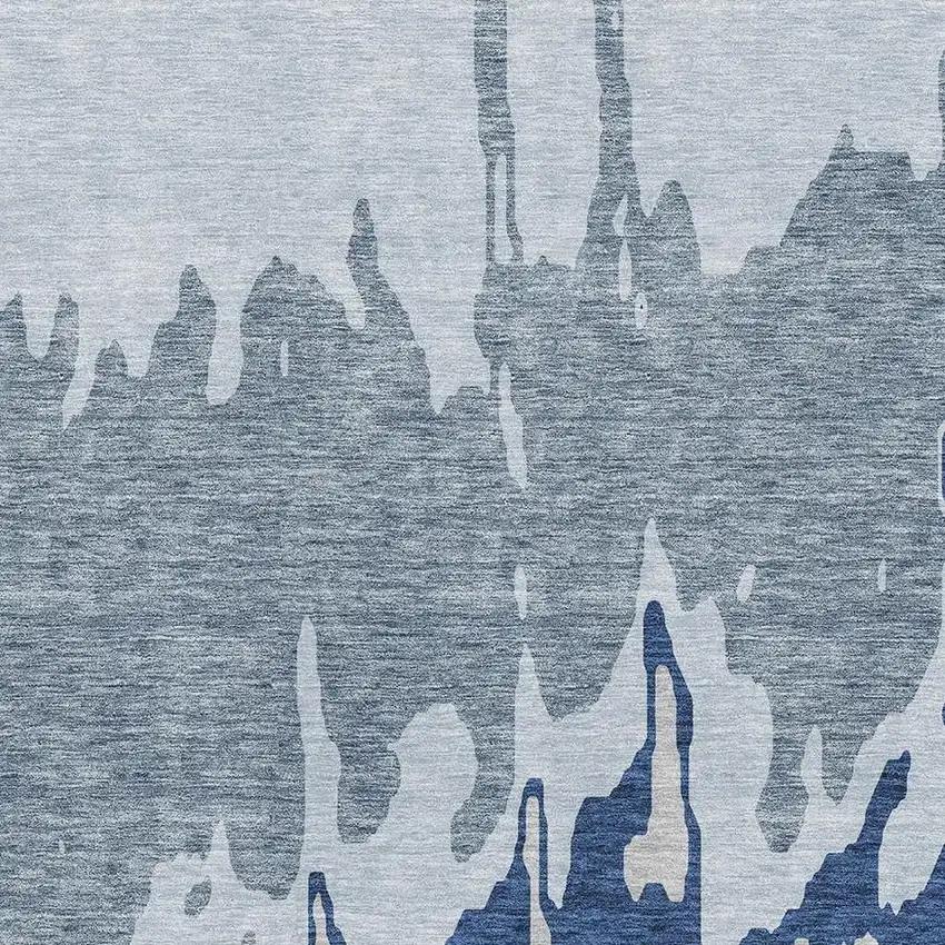 Sky Blue And Beige Abstract Washable Area Rug With UV Protection Photo 2