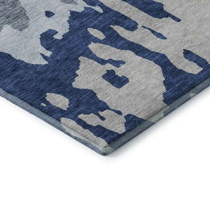 Sky Blue And Beige Abstract Washable Area Rug With UV Protection Photo 7