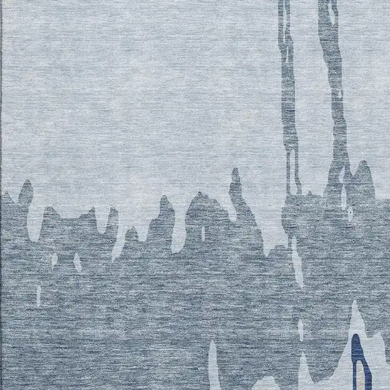 Sky Blue And Beige Abstract Washable Area Rug With UV Protection Photo 2