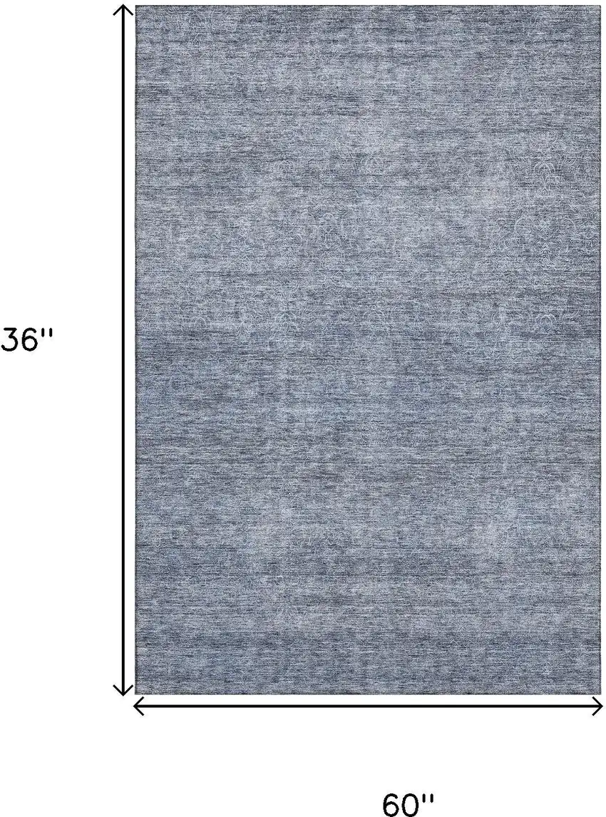 Sky Blue And Beige Abstract Washable Area Rug With UV Protection Photo 3