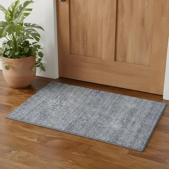 Sky Blue And Beige Abstract Washable Area Rug With UV Protection Photo 1