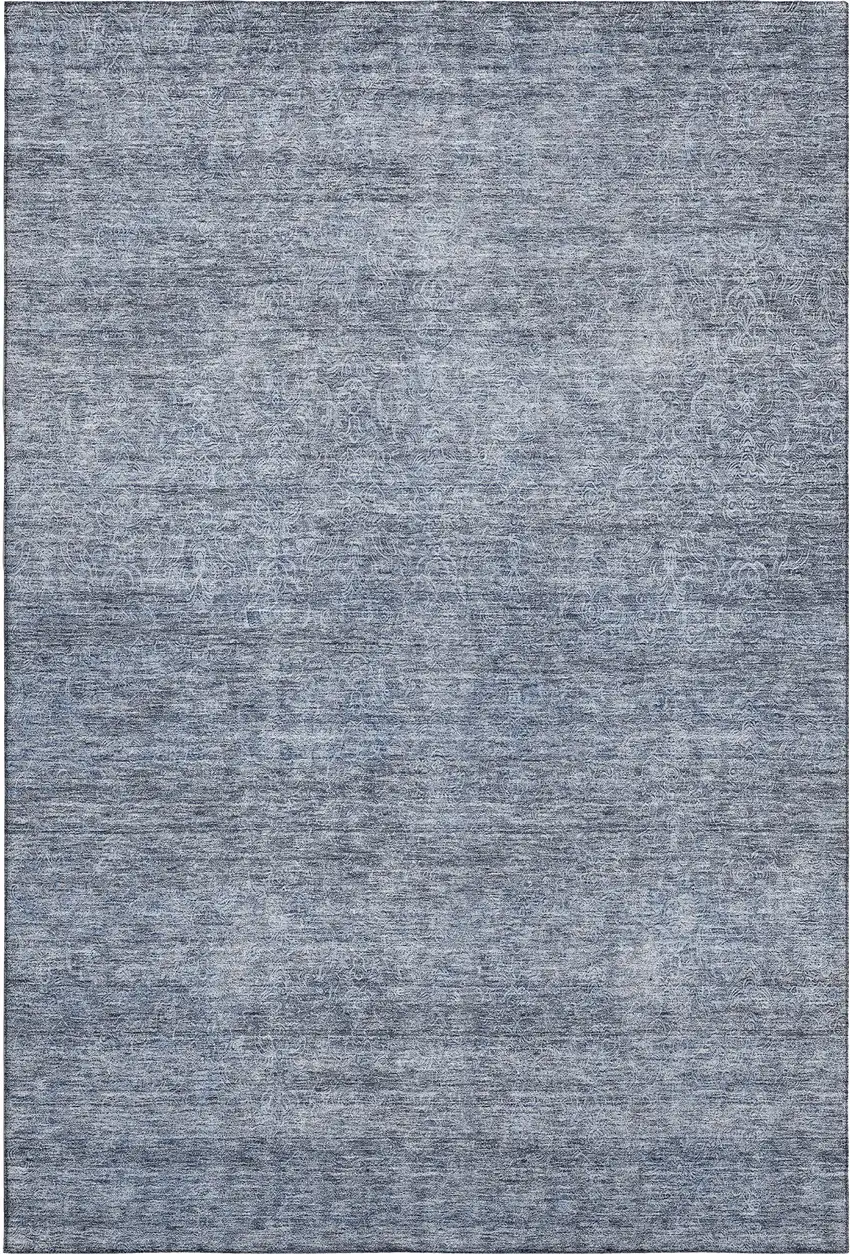 Sky Blue And Beige Abstract Washable Area Rug With UV Protection Photo 6