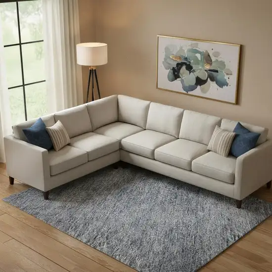 Sky Blue And Beige Abstract Washable Area Rug With UV Protection Photo 2