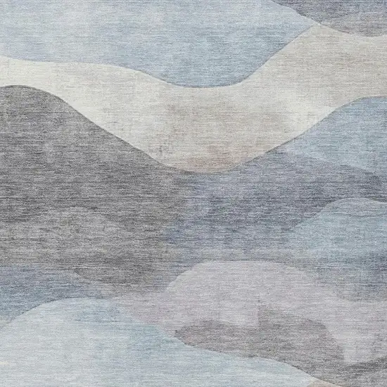 Sky Blue And Beige Abstract Washable Indoor Outdoor Area Rug Photo 3