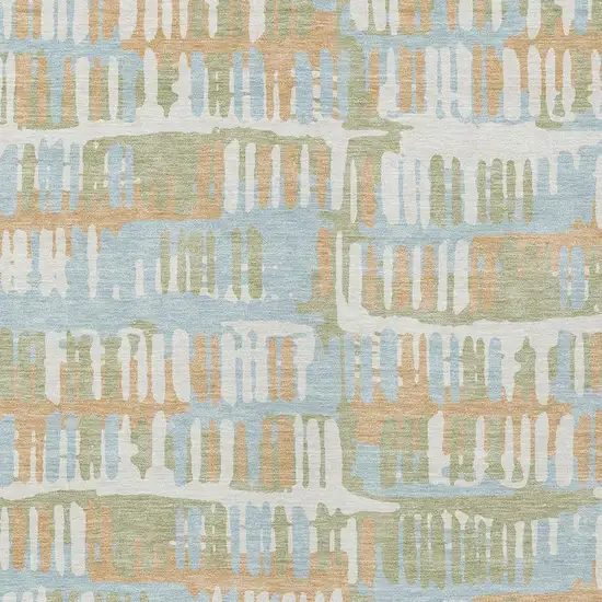 Sky Blue And Beige Abstract Washable Indoor Outdoor Area Rug Photo 5