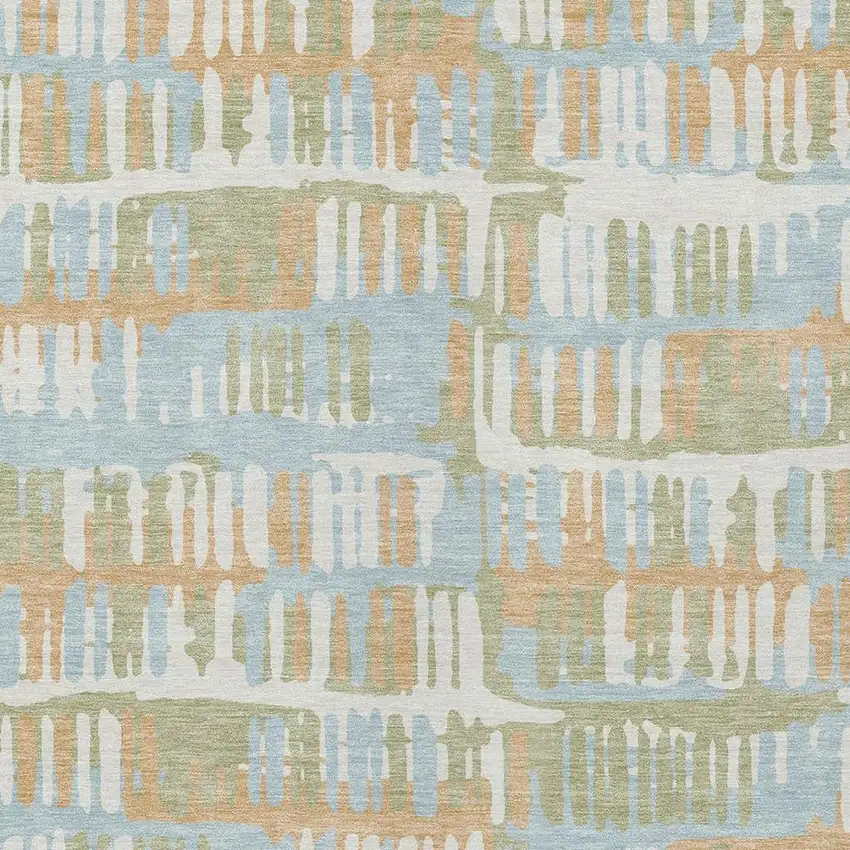 Sky Blue And Beige Abstract Washable Indoor Outdoor Area Rug Photo 5