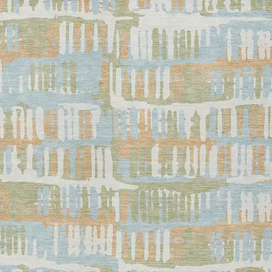 Sky Blue And Beige Abstract Washable Indoor Outdoor Area Rug Photo 3