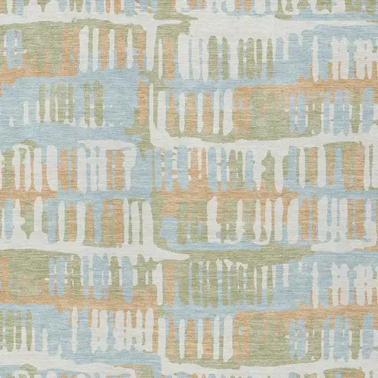 Sky Blue And Beige Abstract Washable Indoor Outdoor Area Rug Photo 5