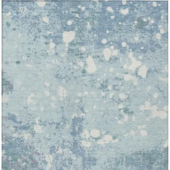 Sky Blue And Beige Abstract Washable Indoor Outdoor Area Rug Photo 4