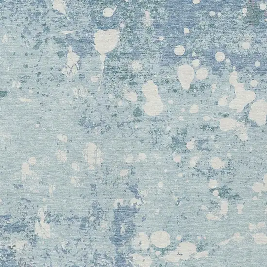 Sky Blue And Beige Abstract Washable Indoor Outdoor Area Rug Photo 3
