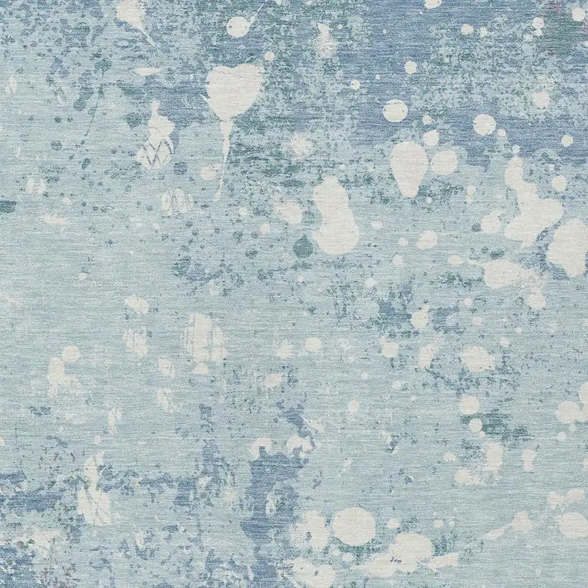 Sky Blue And Beige Abstract Washable Indoor Outdoor Area Rug Photo 3