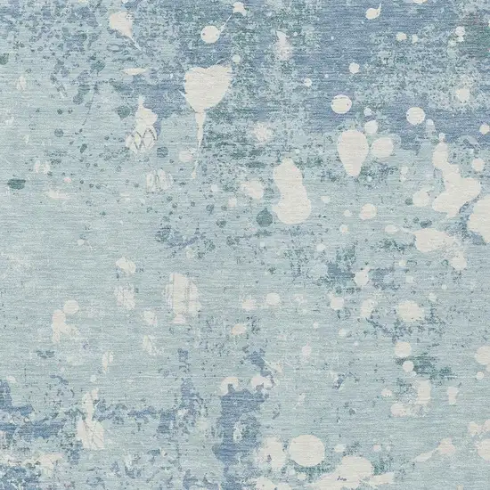 Sky Blue And Beige Abstract Washable Indoor Outdoor Area Rug Photo 5