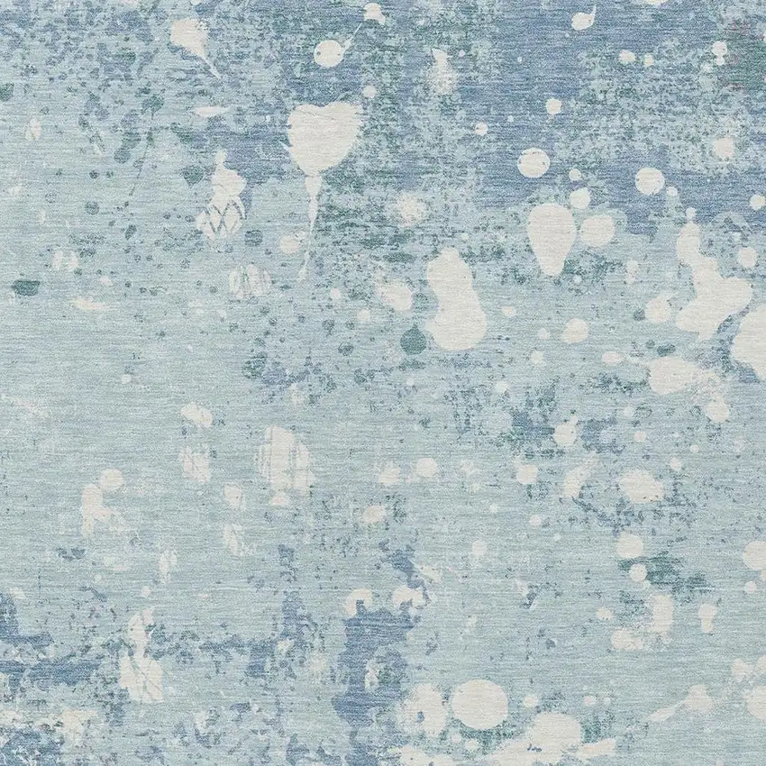 Sky Blue And Beige Abstract Washable Indoor Outdoor Area Rug Photo 5