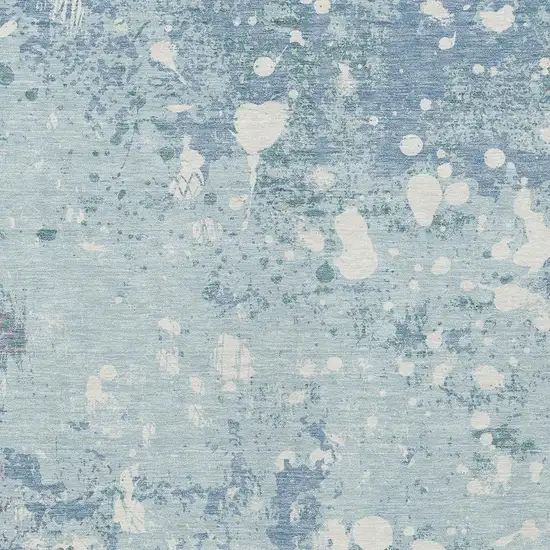 Sky Blue And Beige Abstract Washable Indoor Outdoor Area Rug Photo 5