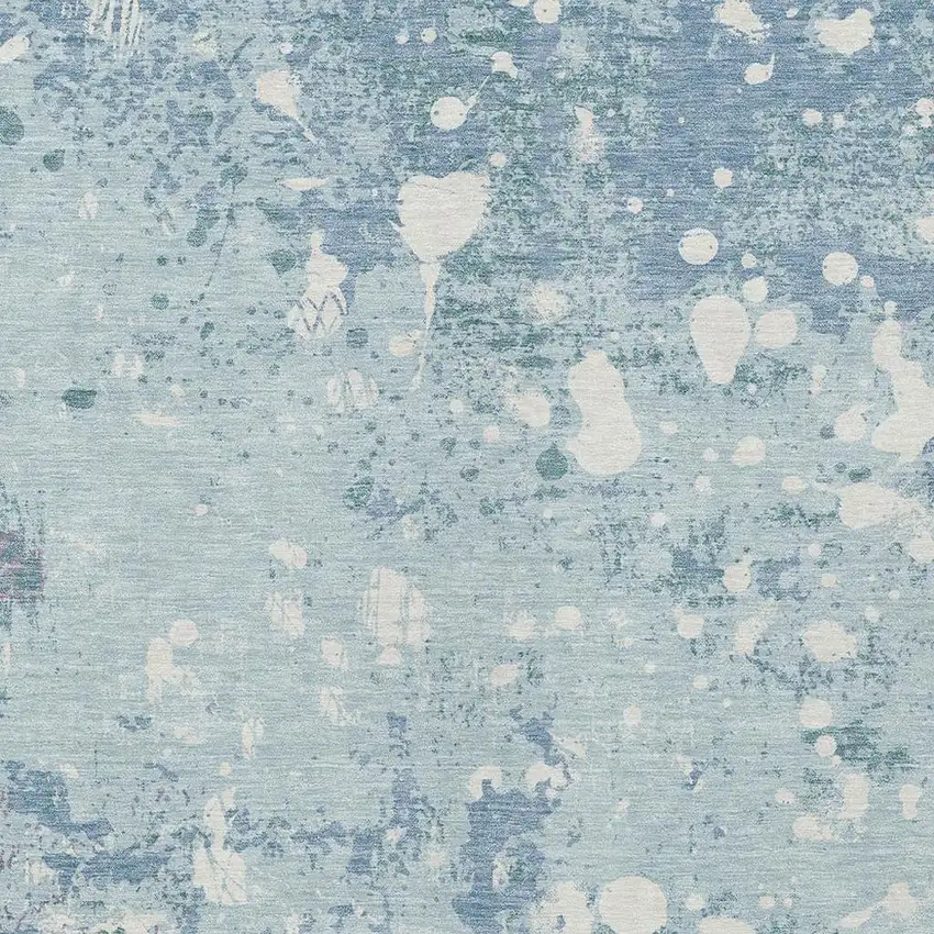 Sky Blue And Beige Abstract Washable Indoor Outdoor Area Rug Photo 5