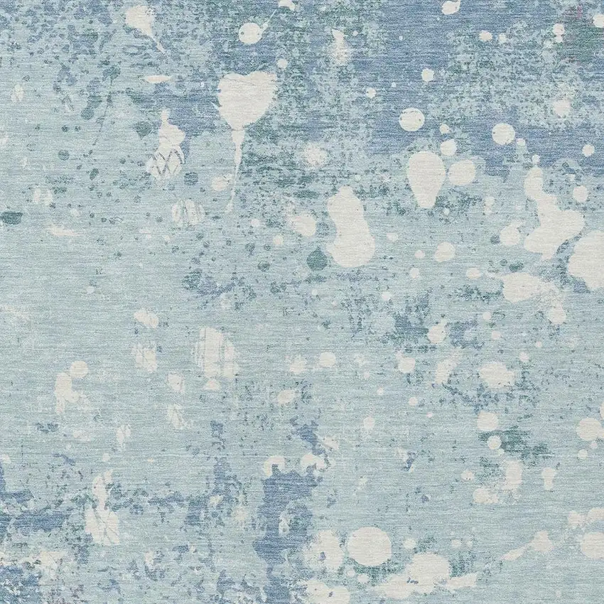 Sky Blue And Beige Abstract Washable Indoor Outdoor Area Rug Photo 3