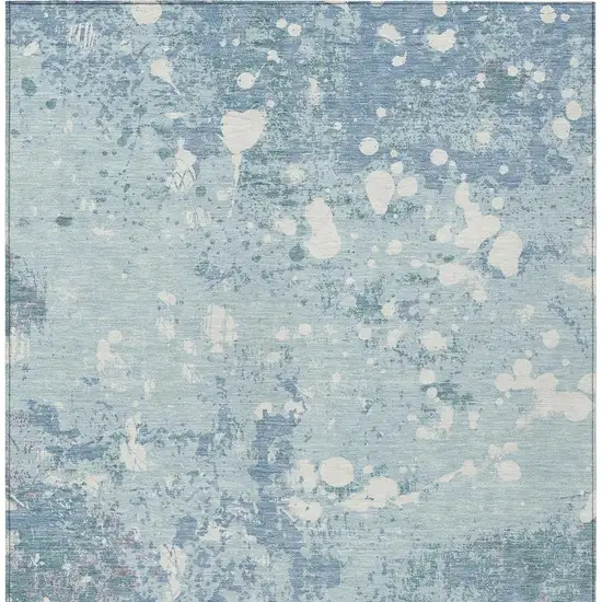 Sky Blue And Beige Abstract Washable Indoor Outdoor Area Rug Photo 6
