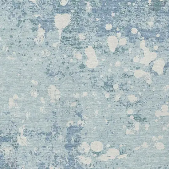 Sky Blue And Beige Abstract Washable Indoor Outdoor Area Rug Photo 3