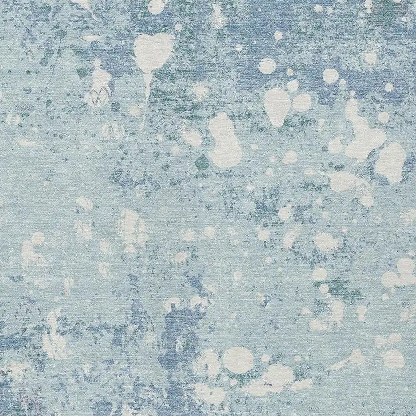 Sky Blue And Beige Abstract Washable Indoor Outdoor Area Rug Photo 3