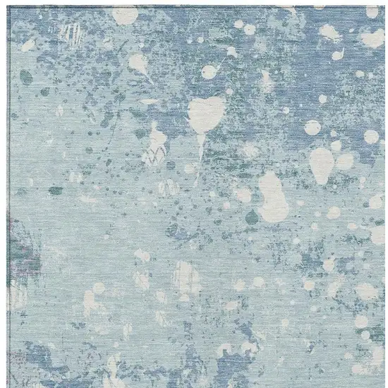 Sky Blue And Beige Abstract Washable Indoor Outdoor Area Rug Photo 5