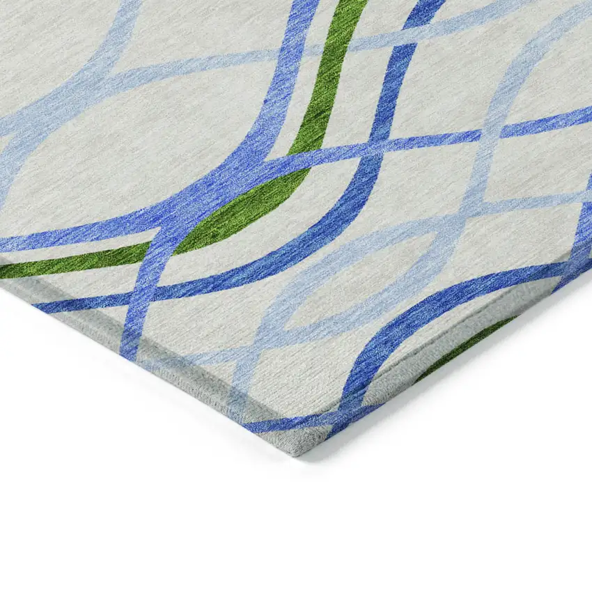 Sky Blue And Beige Abstract Washable Indoor Outdoor Area Rug Photo 2