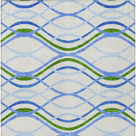 Sky Blue And Beige Abstract Washable Indoor Outdoor Area Rug Photo 4