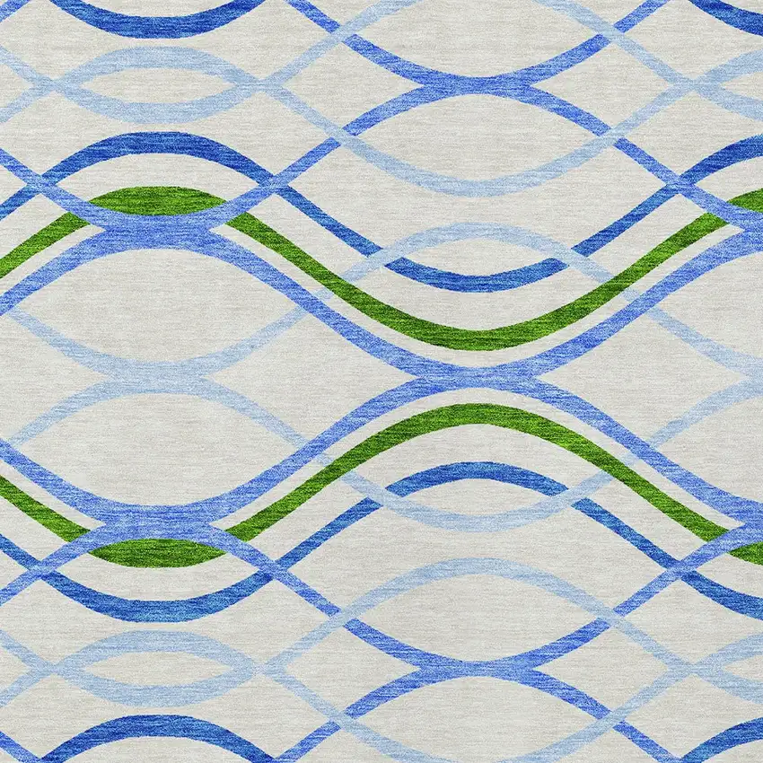 Sky Blue And Beige Abstract Washable Indoor Outdoor Area Rug Photo 4