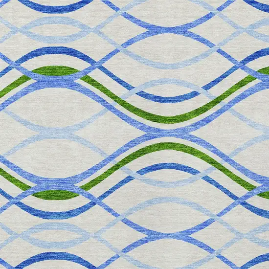 Sky Blue And Beige Abstract Washable Indoor Outdoor Area Rug Photo 4