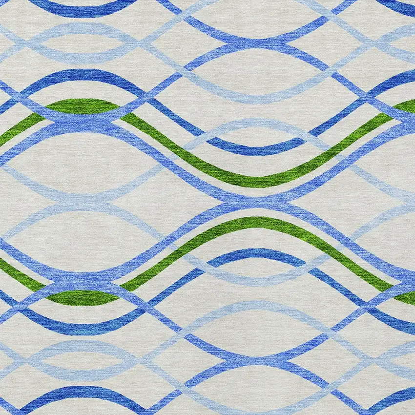 Sky Blue And Beige Abstract Washable Indoor Outdoor Area Rug Photo 4