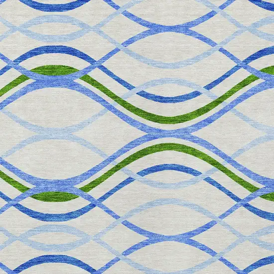 Sky Blue And Beige Abstract Washable Indoor Outdoor Area Rug Photo 4