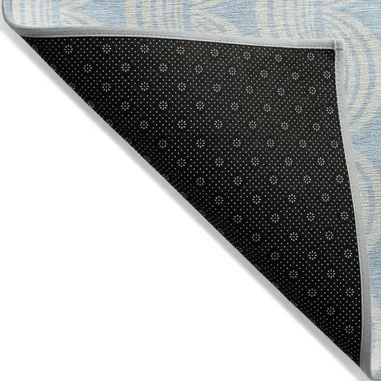 Sky Blue And Beige Ogee Washable Indoor Outdoor Area Rug Photo 4
