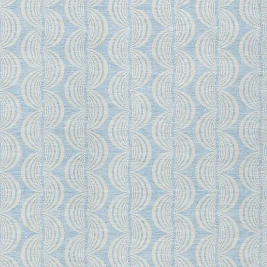 Sky Blue And Beige Ogee Washable Indoor Outdoor Area Rug Photo 5