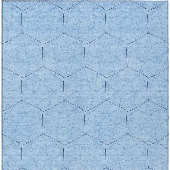 Sky Blue And Black Geometric Washable Indoor Outdoor Area Rug Photo 6