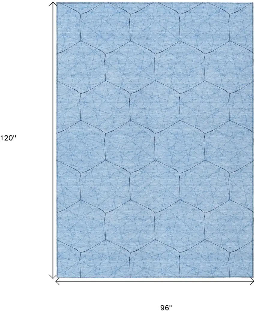 Sky Blue And Black Geometric Washable Indoor Outdoor Area Rug Photo 3