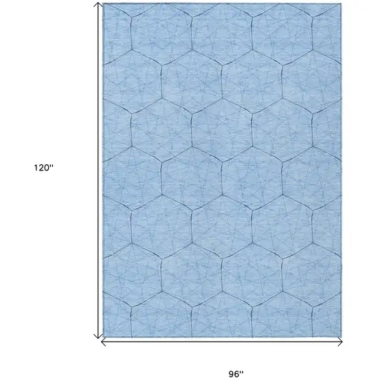 Sky Blue And Black Geometric Washable Indoor Outdoor Area Rug Photo 3