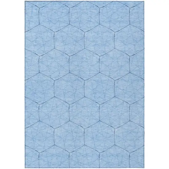 Sky Blue And Black Geometric Washable Indoor Outdoor Area Rug Photo 2