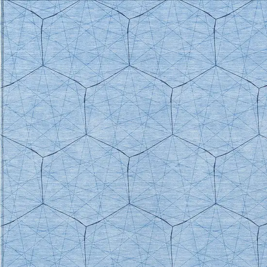 Sky Blue And Black Geometric Washable Indoor Outdoor Area Rug Photo 5